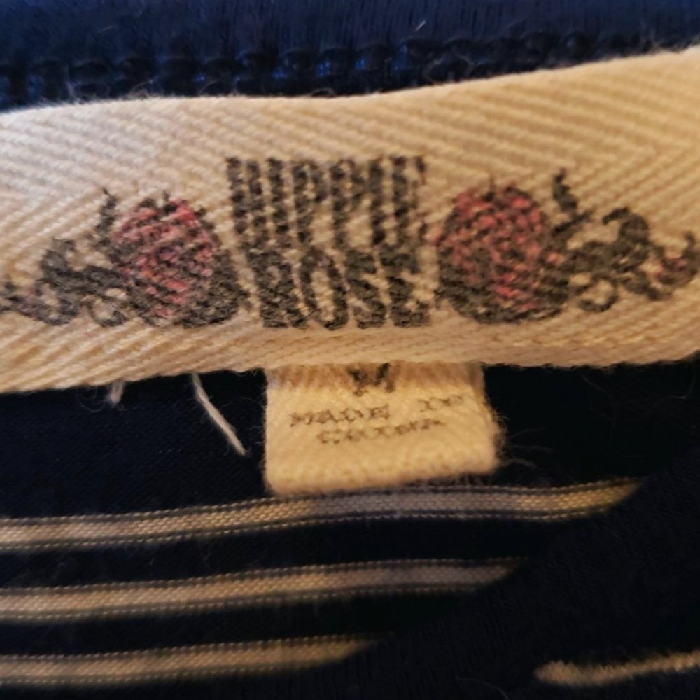 Hippie Rose Short Sleeve Blue & White Top w/ Zipper Back | Size M - Picture 7 of 13